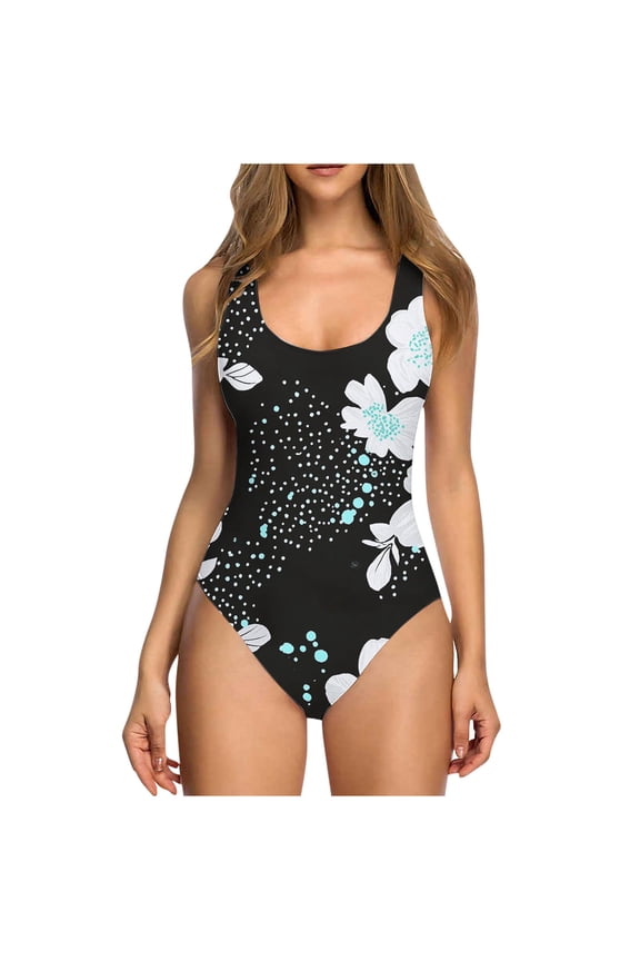 Swimwear One Piece for Women Summer Beachwear One Piece Swimsuits Women Scoop Neck Bathing Suit Swimwear Tummy Control Monokini Cross Backless Swimming Suits