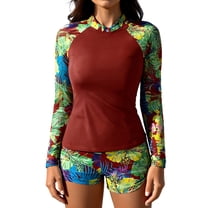 Jamicy Swimwear for Women Rash Guard & Swim Shorts, Long Sleeve Swim Shirt, Quick Dry Swimsuits Upf 50 Spf Sun & Uv Protection