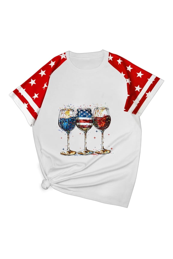 T Shirts for Women Gift for Mother American Flag Shirt Women 4th Of July Shirts Graphic Patriotic Tshirt Casual Pullover Printed Short Sleeved Round Neck