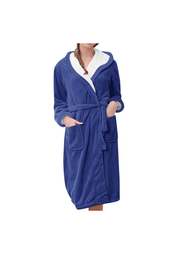 Terry Cloth Robes for Women Robes for Women Flannel Long Sleeve Hooded Bathrobes Fluffy Cute Spa Robe 2024 Trendy Soft Shower Robe with Pockets