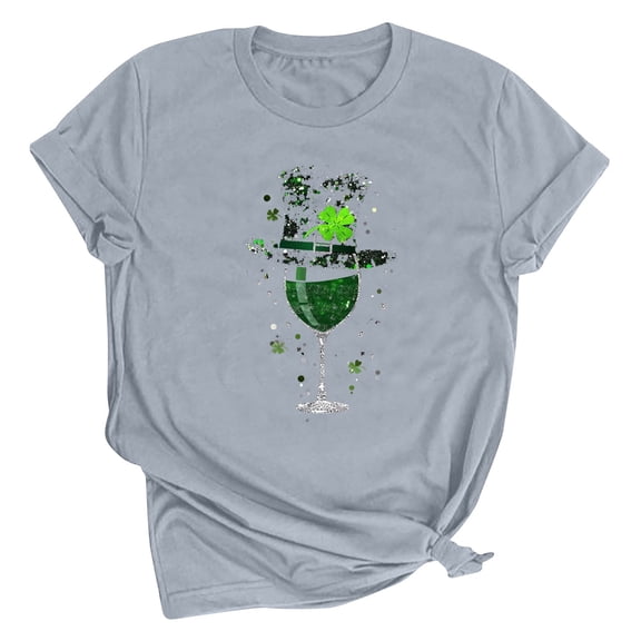 Lopecy-Sta Tops for Women St. Patrick's Day Gift for Women T-Shirt for Women Lucky Fashion Soft Shirt Cute Shamrock Graphic Short Sleeve Tees Tops