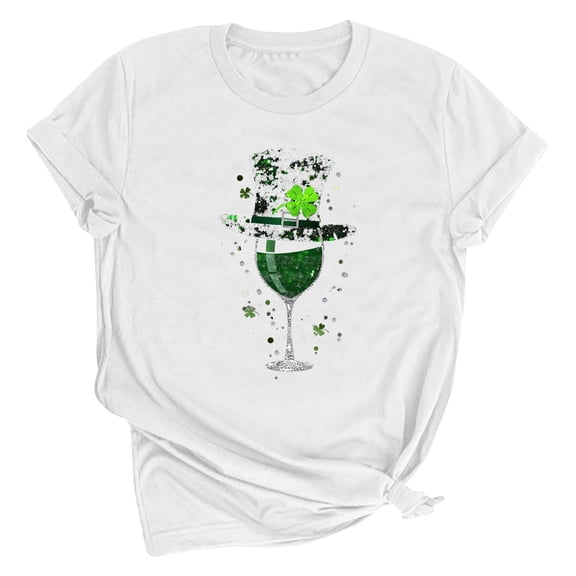 Lopecy-Sta Tops for Women St. Patrick's Day Gift for Women T-Shirt for Women Lucky Fashion Soft Shirt Cute Shamrock Graphic Short Sleeve Tees Tops