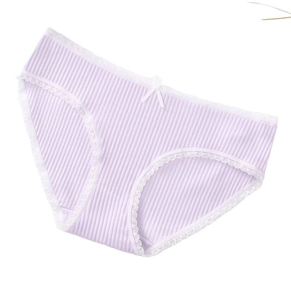 Jamicy Underwear for Women Bow Thongs Mid Waist Panties V-Shape Design Floral Lace Lightweight Comfort Underwear Breathable Panties