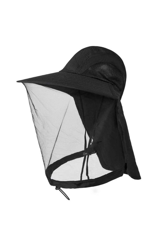 Unisex Sunhat Mosquito Safari Mesh Net Hat with Neck Flap, Sun Protection Women Men Bug Cap, Hidden Netting Boonie for Fishing