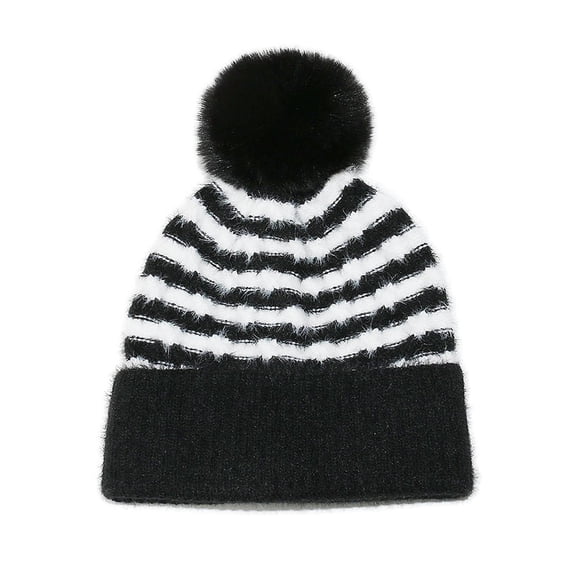 Jamicy Warm Hat for Women Men Beanie Hat Knitted Thick Winter Caps Cute Checkerboard Pompom Hat for Outdoor Cycling