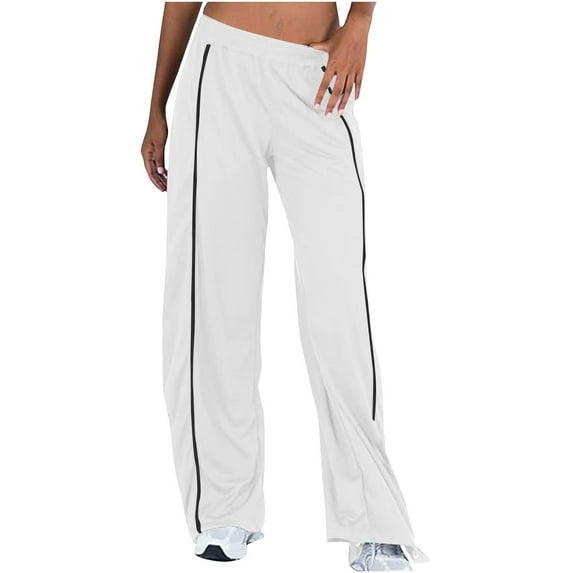 Jamicy Wide Leg Sweatpants Women Tear Away Joggers Pants 2 Side Zippers Snap Off Full Open Down Sweatpants Leg Post Surgery Pant with Pockets