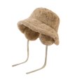 thumbnail image 1 of Jamicy Winter Bucket Hat with Ear Flap Fluffy Faux Fur Fisherman Cap for Women Men Solid Color Style Keep Warm Hats, 1 of 6