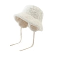 thumbnail image 1 of Jamicy Winter Bucket Hat with Ear Flap Fluffy Faux Fur Fisherman Cap for Women Men Solid Color Style Keep Warm Hats, 1 of 3