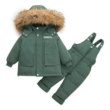 Jamicy Winter Outfit for Toddlers Little Boys Kids Winter Puffer Snow Bib Kid Coat Jacket and Snow Pants Ski Snowsuit Set Winter Clothes
