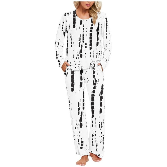 Jamicy Women Sleepwear Pajamas Set Drawstring Pajamas for Women Set 2 Piece Long Sleeve Pajama Sets Comfy Loungewear Pjs Trendy Cozy Sleepwear