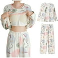 thumbnail image 1 of Jamicy Women Sleepwear Pajamas Set Valentine's Day Gifts for Wives Pajamas with Built In Bra Cute Long Sleeve Sleepwear Tee Top+ Pants Loungewear Pajamas Clothes Set, 1 of 4