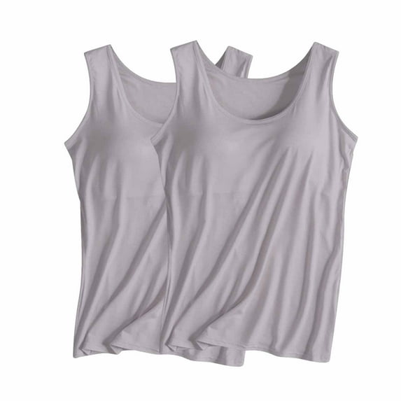 Jamicy Women Sleepwear Tank Tops 2pc Womens Modal Built-In Bra Padded Camisole Yoga Tanks Tops Sleeveless Undershirts Underwear Sleepwear