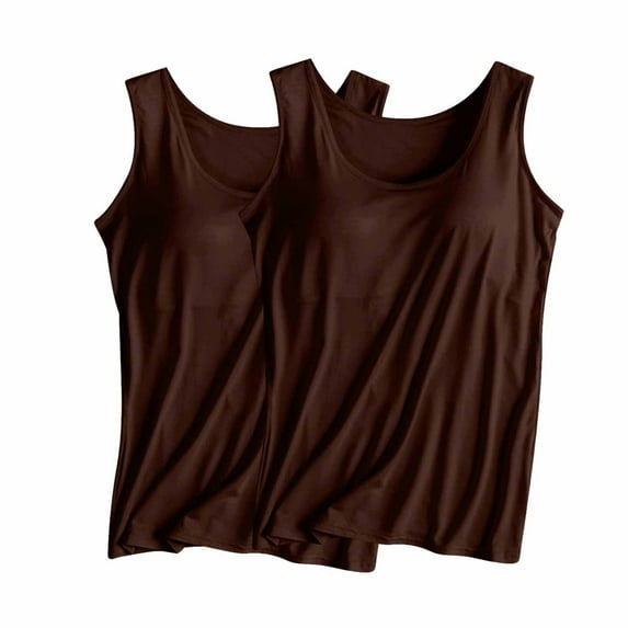 Jamicy Women Sleepwear Tank Tops 2pc Womens Modal Built-In Bra Padded Camisole Yoga Tanks Tops Sleeveless Undershirts Underwear Sleepwear
