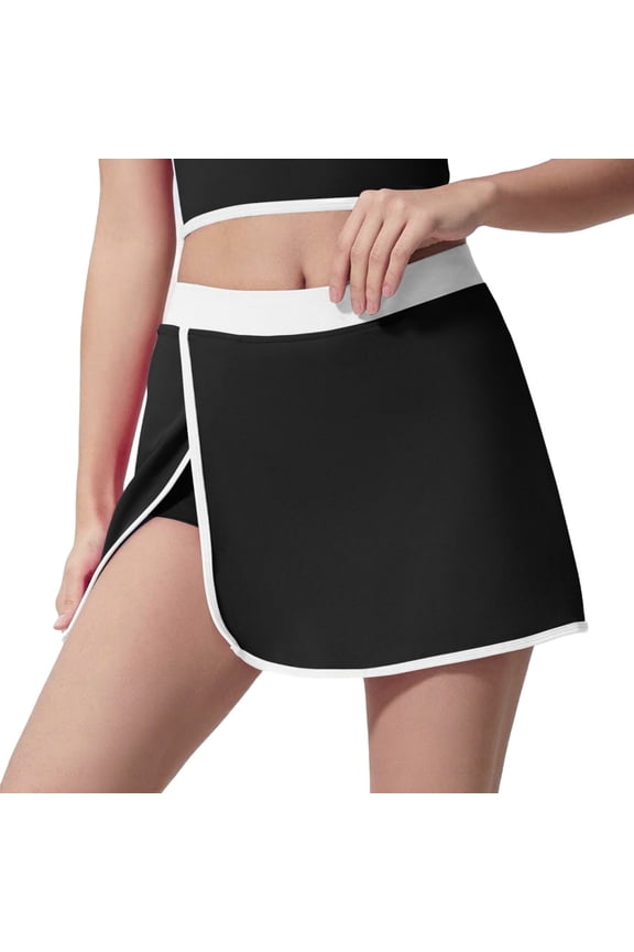 Women's Athletic Skort with Built-In Shorts Tennis Skirt with Pockets, High Waisted Side Slit Yoga Skirt with Trim