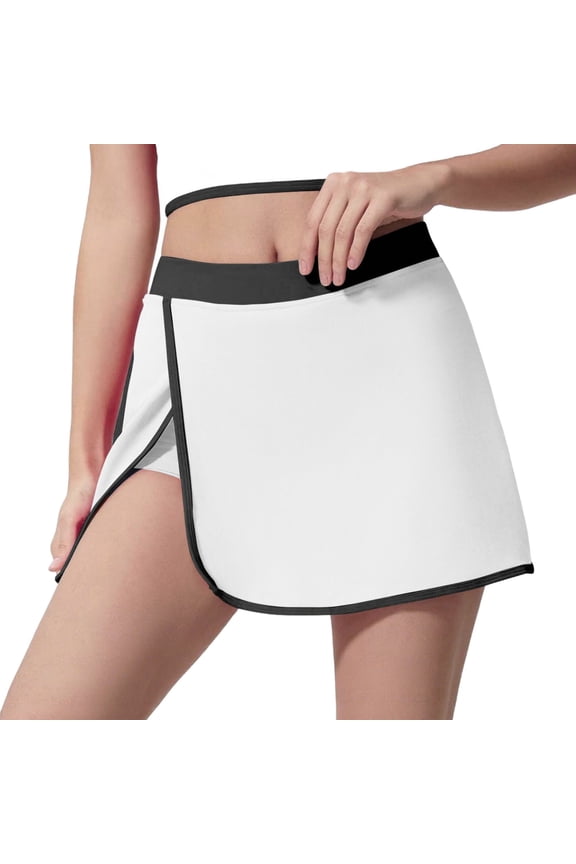 Women's Athletic Skort with Built-In Shorts Tennis Skirt with Pockets, High Waisted Side Slit Yoga Skirt with Trim