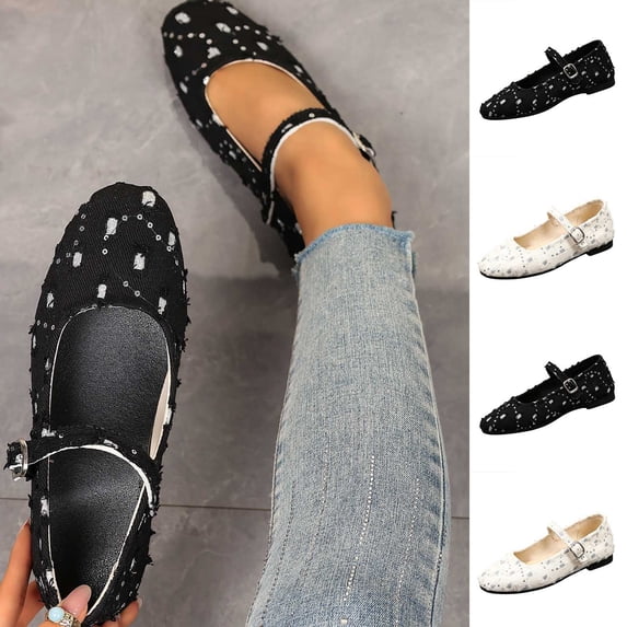 Jamicy Women's Ballet Mary Jane Flats Shoes Women Flats Dress Shoes for Women Comfortable Ladies Office Flats with Strap