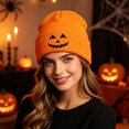 thumbnail image 1 of Jamicy Women's Beanies Hats Fashion Embroidered Pumpkin Knitted Beanie Hat Winter Thick Warm Soft Cute Hat for Winter Fall, 1 of 5