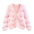 thumbnail image 1 of Jamicy Women's Cardigan Gift for Women Shaggy Fluffy Faux Fur Coat Solid Color Sweater for Women Long Sleeve Short Jacket Women's Fashion Puffy Overcoat Outwear, 1 of 4