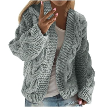 TIHLMK Women's Chunky Cardigan Oversized Cardigan Sweaters for Women Open Front Cable Knit Lantern Long Sleeve Chunky Outwear Coats