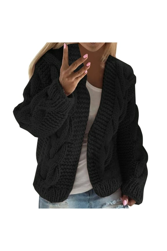 Women's Chunky Cardigan Oversized Cardigan Sweaters for Women Open Front Cable Knit Lantern Long Sleeve Chunky Outwear Coats