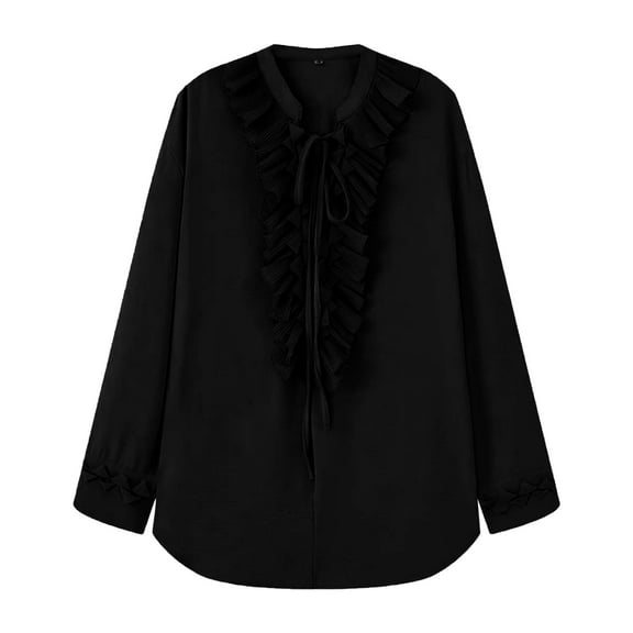 Jamicy Women's Dressy Ruffle Blouse Long Sleeve Collar Neck Soft Comfortable Summer Top for Women Victorian Shirt Tops