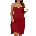 thumbnail image 1 of Jamicy Women's Maternity Dress Solid Color Sleeping Nightgown Spaghetti Strap Sleepwear Sleeveless Lace V Neck Cami Sleep Dress, 1 of 5