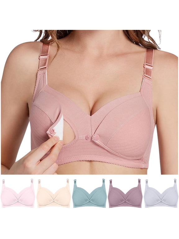 Women's Nursing Bras–Soft Maternity Bras for Breastfeeding with V-Neck, Solid Color Seamless Sleep Comfort Underwear