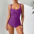 thumbnail image 1 of Jamicy Women's One Piece Swimsuit Solid Color Ruched Tummy Control Bathing Suits Vintage Retro Push Up Women's Bathing Suit Swimwear, 1 of 7