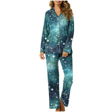 Jamicy Women's Pajamas Women's Pajamas Long Sleeve Sleepwear Casual Button Down Loungewear Soft Pjs Set