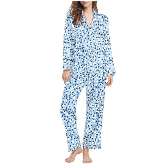 Jamicy Women's Pajamas Valentine's Day Gifts for Wives Fashion Women's Printed Pajamas Set Long Sleeve Sleepwear Womens Button Down Nightwear Pajama Sets