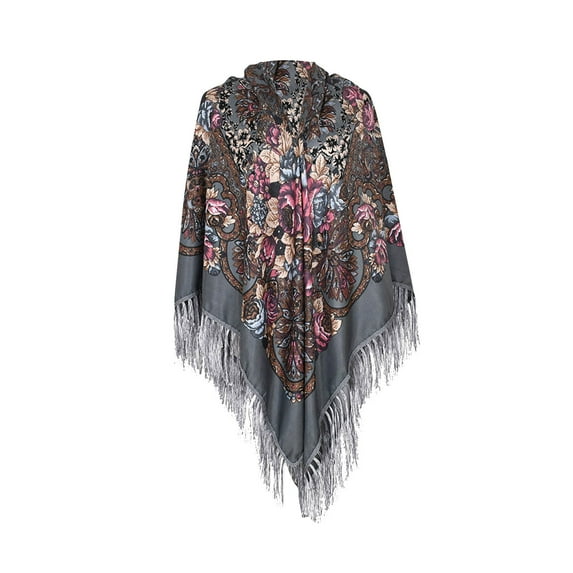 Jamicy Women's Scarves & Wraps Clearance Women's Shawl Oversized Scarf Wrap Russian Babushka Traditional Retro Printed Tassels Square Scarfs
