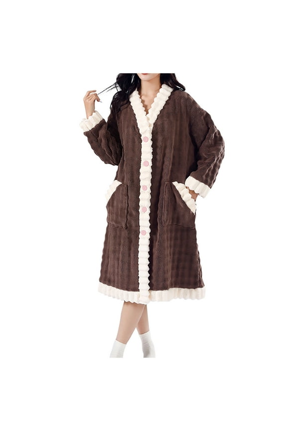 Women's Shower Wrap Robe Terry Cloth Spa Bath Towel Bathrobes Soft Long Sleeved Towel Robes for Women