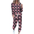 thumbnail image 1 of Jamicy Women's Sleepwear Set Clearance Sales Womens 2 Piece Outfits Long Sleeve Button Shirts Baggy Pants Cute Print Sleepwear Sets, 1 of 5