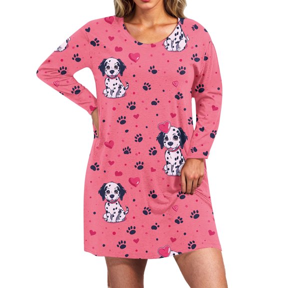 Jamicy Women's Sleepwear Valentine's Day Gifts for Wives Plus Womens Nightgown Comfy Long Sleeve Nightshirt Soft Sleepwear Nightdress for Women Plu Size