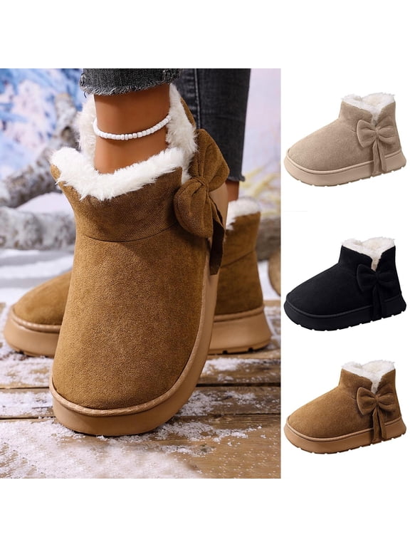 Women's Slip On Winter Boots Warm Microsuede Insulated Fashion Ankle Booties Outdoor Warm Snow Boots for Women