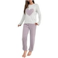thumbnail image 1 of Lopecy-Sta Women's Soft Pajamas Ribbed Pajama Set 2 Piece Long Sleeve Top and Pants Loungwear Cute Pjs Lounge Set Home Warm Wear for Winter, 1 of 5
