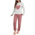 thumbnail image 1 of Lopecy-Sta Women's Soft Pajamas Ribbed Pajama Set 2 Piece Long Sleeve Top and Pants Loungwear Cute Pjs Lounge Set Home Warm Wear for Winter, 1 of 4