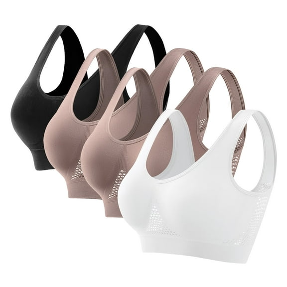 Jamicy Women's Sports Bras Gift for Women Women's 4 Pcs Wireless Sports Bras High Impact Support Gym Workout Fitness Seamless Bra Running Exercise Yoga Bras