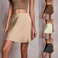 thumbnail image 1 of Jamicy Women's Summer Skirts Solid Color Satin Half Skirts High Waisted Silky Underskirt with Lace Trim Slip Skirt for Dresses, 1 of 9