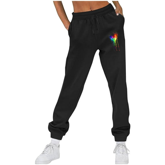 Jamicy Women's Sweatpants Gift for Wives Baggy High Elastic Waist Lightweight Athletic Joggers Winter Funny Print Thermal Workout Pants