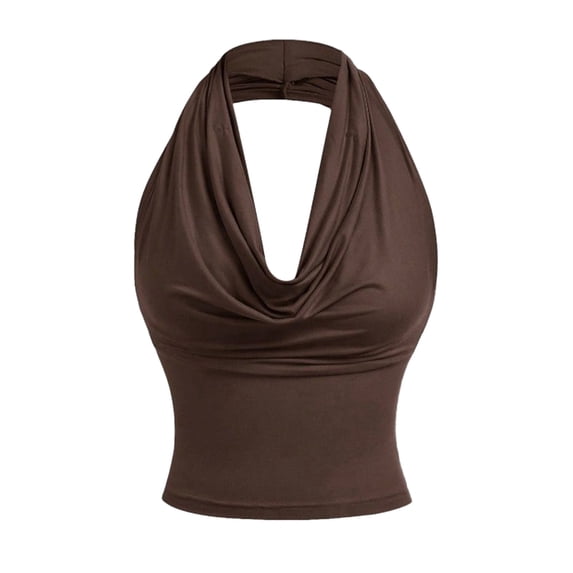 Jamicy Women's Tank Tops Cowl Neck Halter Neck Going Out Tops Open Back Sleeveless Y2k Crop Tank Top 2026 Casual Summer Shirt