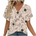 thumbnail image 1 of Jamicy Womens Beach Shirts Gift for Mother Womens Blouse 2025 Summer Short Sleeve V Neck Buttons Tops Loose Comfortable T-Shirt Top, 1 of 5