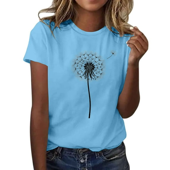 Jamicy Womens Beach Shirts Summer Wear Women's Vintage Floral T Shirt Boho Wildflower Graphic Loose Tees Short Sleeve Casual Tops