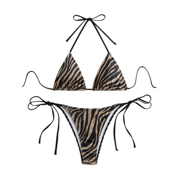 Jamicy Womens Bikini Gift for Women Halter Bikini Set Triangle Top Thong Bikini Swimsuits Two Piece Bathing Suit