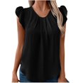 thumbnail image 1 of Jamicy Womens Blouses Casual Summer Outfits Women's Dressy Casual Blouses Business Short Sleeve T Shirts Summer Work Top Pleated Shirts, 1 of 4