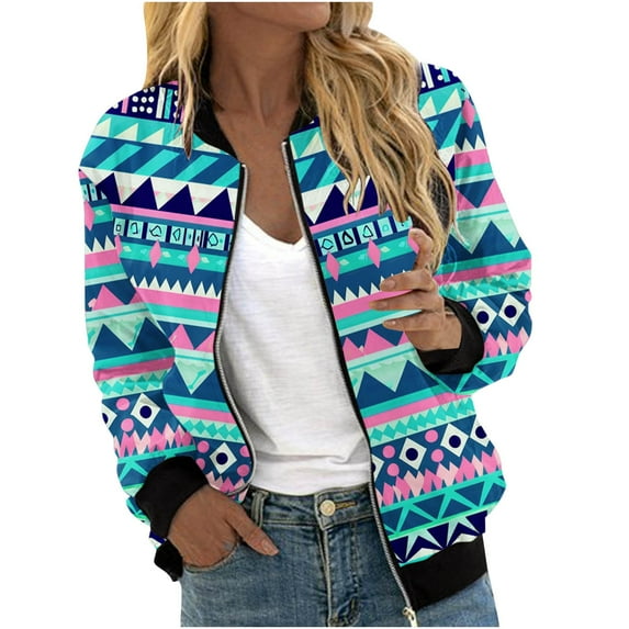 Jamicy Womens Fall Jackets Bomber Jacket for Women Lightweight Zip Up Long Sleeve Casual Jacket Trendy Patchwork Color Block Sport Outerwear
