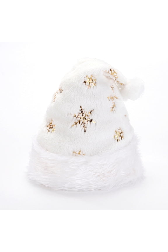 Womens Hats for Party Christmas Gift Santa Hat Sequin Christmas Hats for Adults Snowflake Plush Santa Hat Furry Velvet for Adult Xmas Party