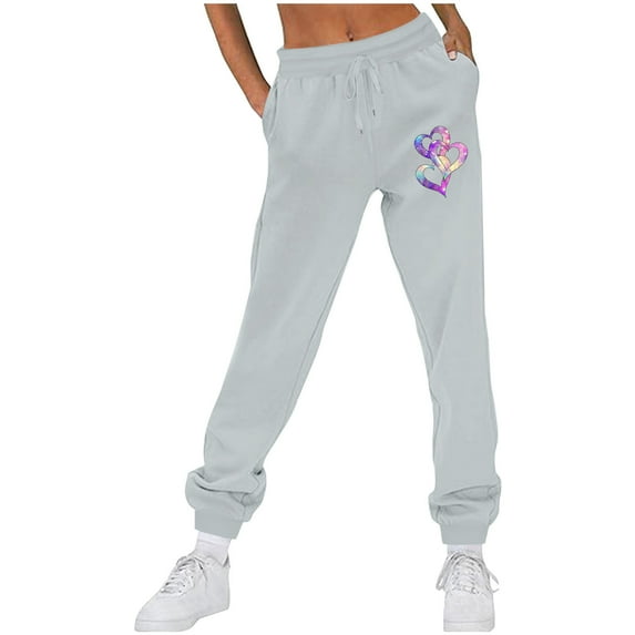 Jamicy Womens Joggers with Pockets Gift for Women Baggy High Elastic Waist Lightweight Athletic Joggers Winter Funny Print Thermal Workout Pants