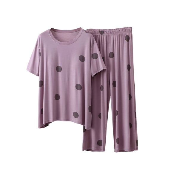 Jamicy Womens Lounge Set 2026 Summer Comfy 2 Piece Outfits Oversized Crew Neck Short Sleeve Tops & Wide Leg Pant Matching Sets Clothing