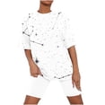 thumbnail image 1 of Jamicy Womens Loungewear Fashion Printed Round Neck Summer Short Sleeve Top with Shorts Casual Woemn's Pajamas Set Plus Size Home Wear, 1 of 5